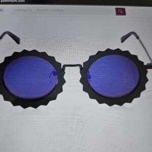 Steampunk Black and Purple Sunglasses with Scalloped Frames